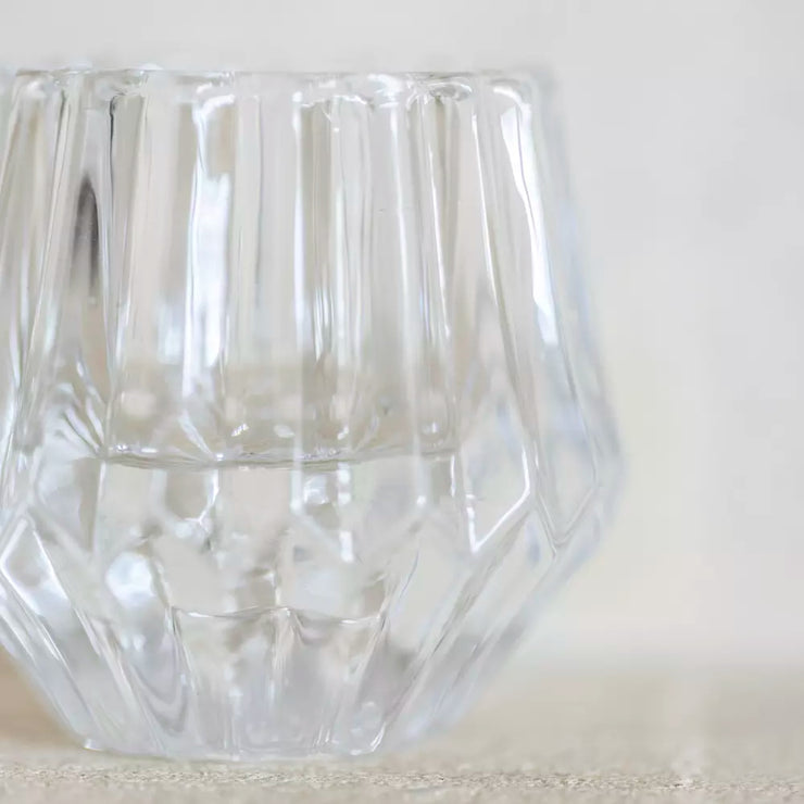 Glass Candleholder Duo - Clear