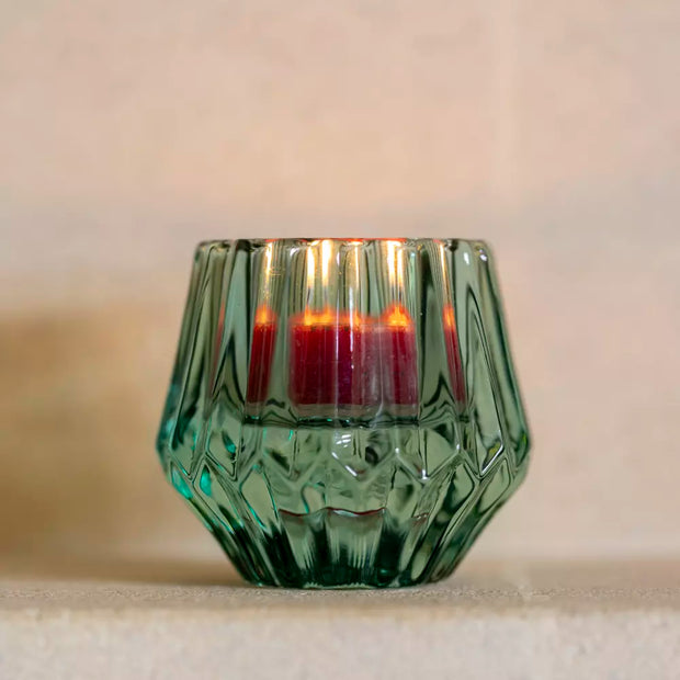 Glass Candleholder Duo - Green