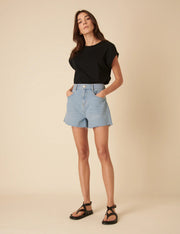 Nobody's Child Light Blue Denim A-line Shorts