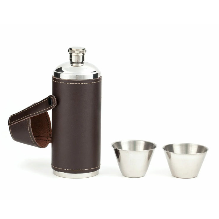 Leather Camping Flask Set