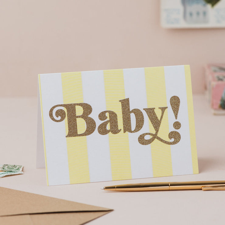 Baby! Striped Card with Biodegradable Glitter