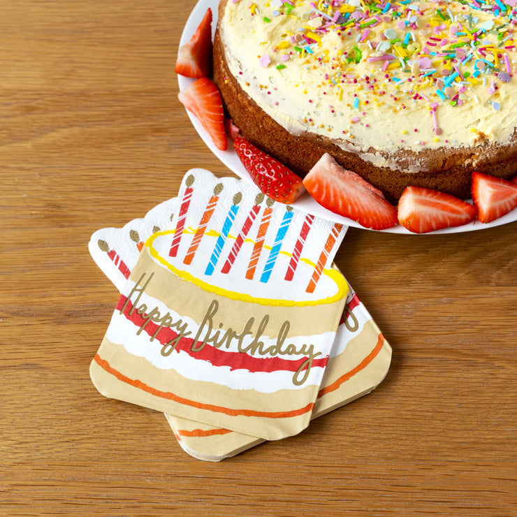 Rainbow Brights Birthday Cake Shaped Napkins