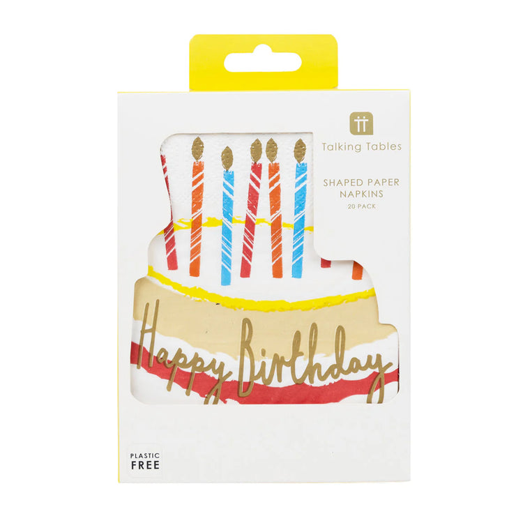 Rainbow Brights Birthday Cake Shaped Napkins