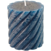 Rustic Twisted Pillar Candles - Inky Blue
