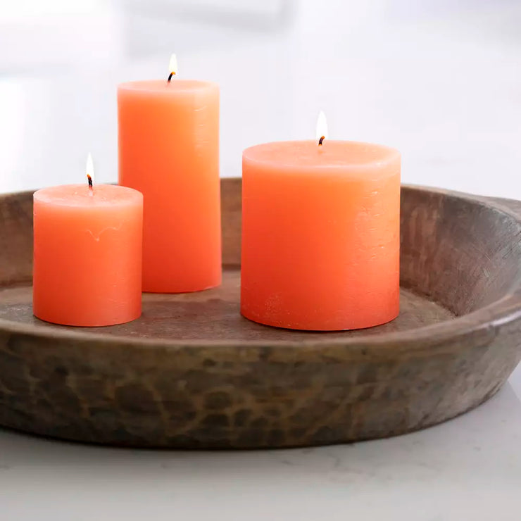 Rustic Pillar Candles - Coral