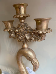 Resin Candelabra - Gold Flamingo