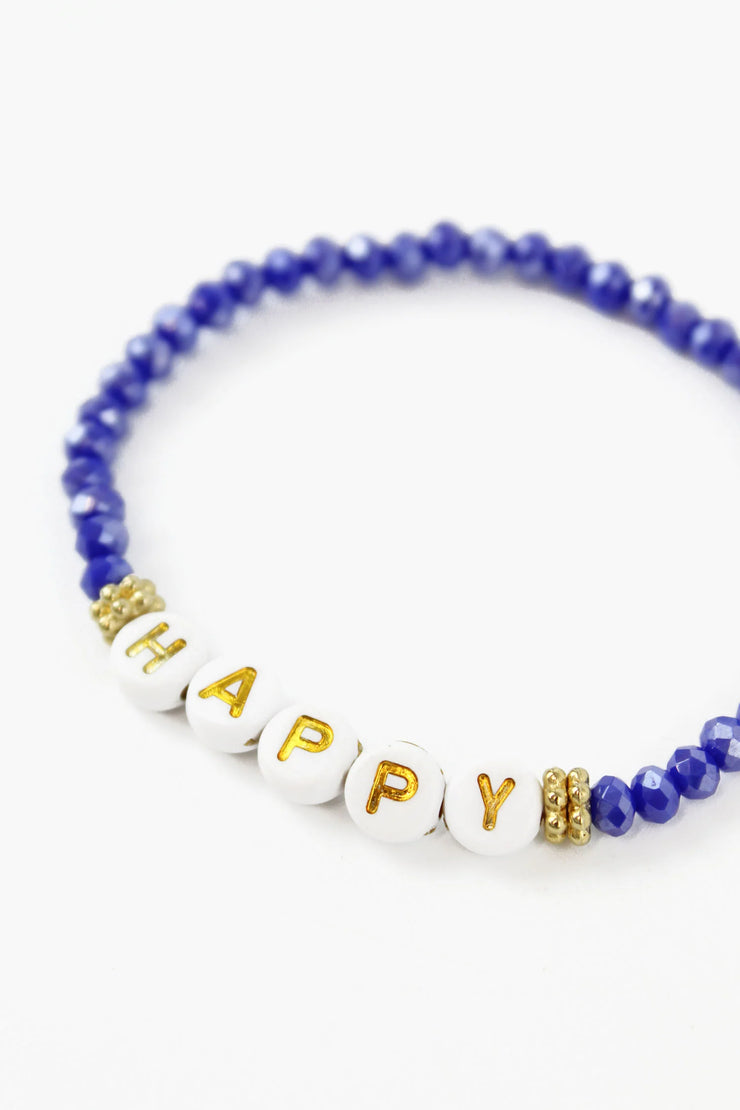 My Doris Beaded Bracelet - Electric Blue 'Happy'