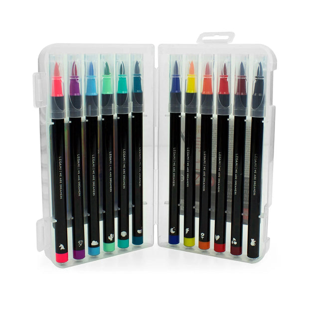 Legami Set of 12 Brush Markers - Bright Colours