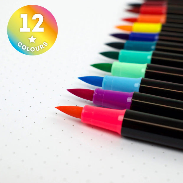 Legami Set of 12 Brush Markers - Bright Colours
