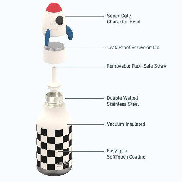 Asobu Bestie Bottle 460ml - Rocket Ship