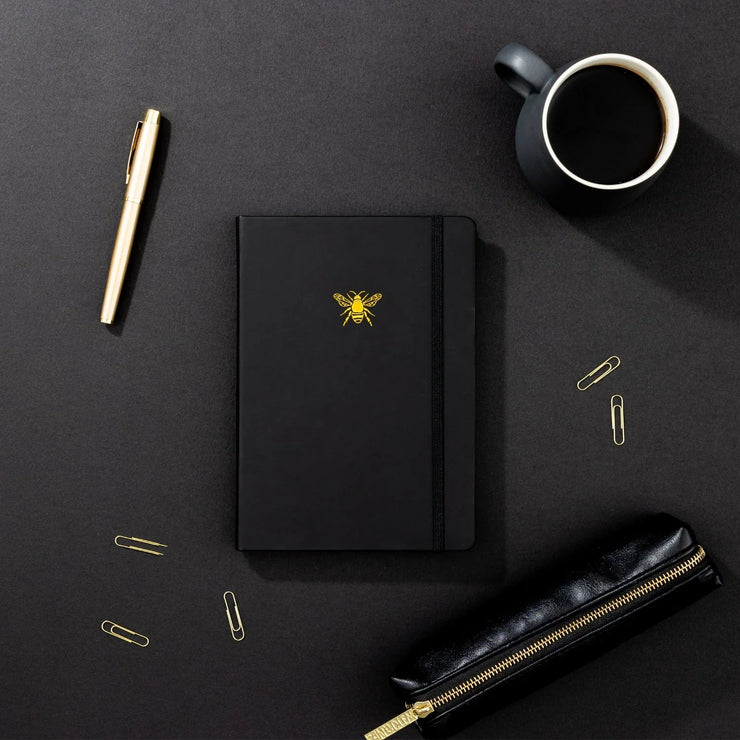 Yop & Tom Lined Notebook - Charcoal Bee