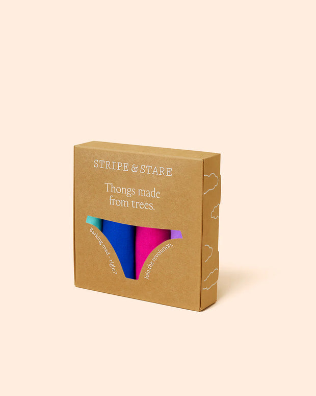 Stripe & Stare Thong Box of 4 - Bright Contrasts