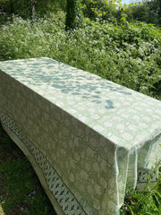 Twizzell Block Print Large Tablecloth - Pistachio