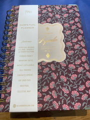 Undated Daily Planner - Burgundy Vintage Floral