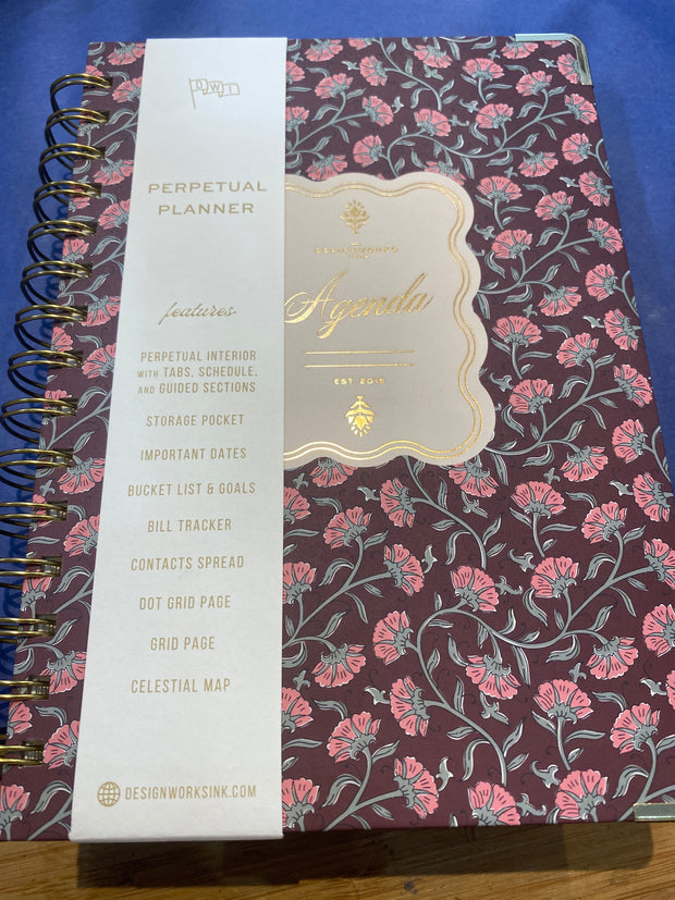 Undated Daily Planner - Burgundy Vintage Floral