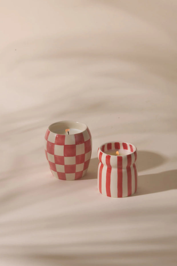 Cabana Striped Ceramic Candle - Hibiscus Bay