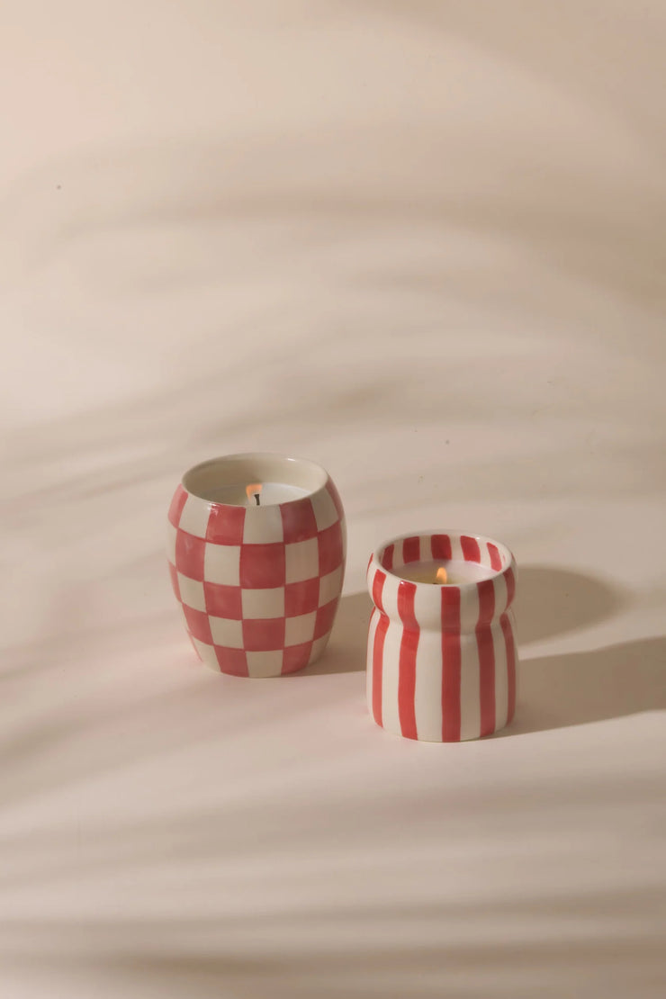 Cabana Striped Ceramic Candle - Hibiscus Bay