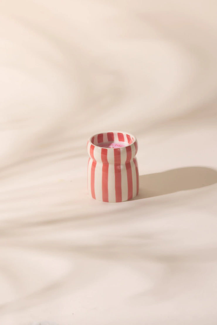 Cabana Striped Ceramic Candle - Hibiscus Bay