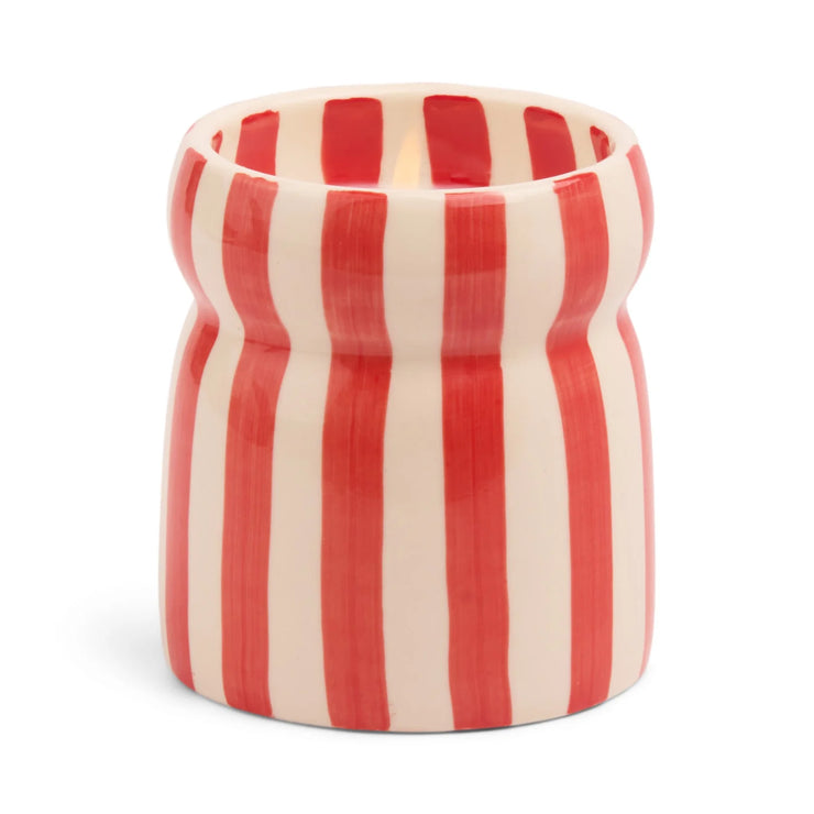 Cabana Striped Ceramic Candle - Hibiscus Bay