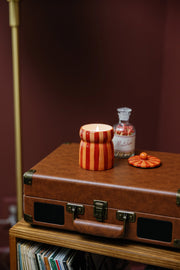 Cabana Striped Ceramic Candle - Spiced Apple