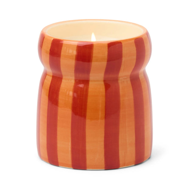 Cabana Striped Ceramic Candle - Spiced Apple