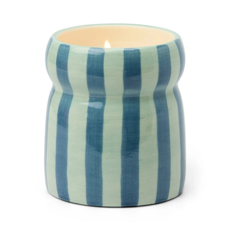 Cabana Striped Ceramic Candle - Warm Cider