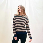 Jumper 1234 Gradient Stripe Cashmere Crew - Browns