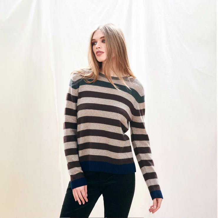 Jumper 1234 Gradient Stripe Cashmere Crew - Browns