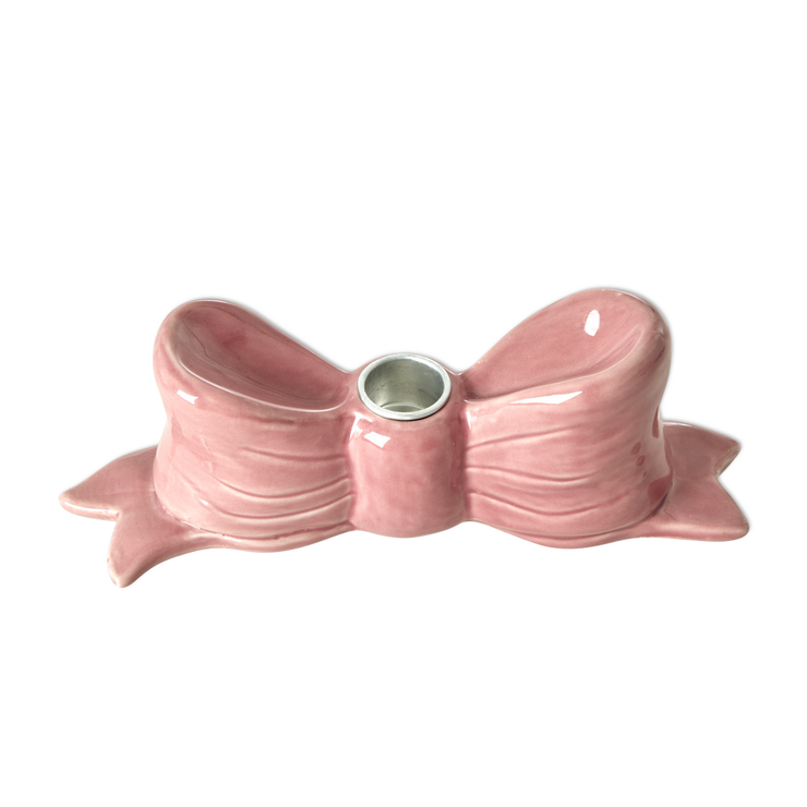 Ceramic Pink Bow Candle Holder by Rice