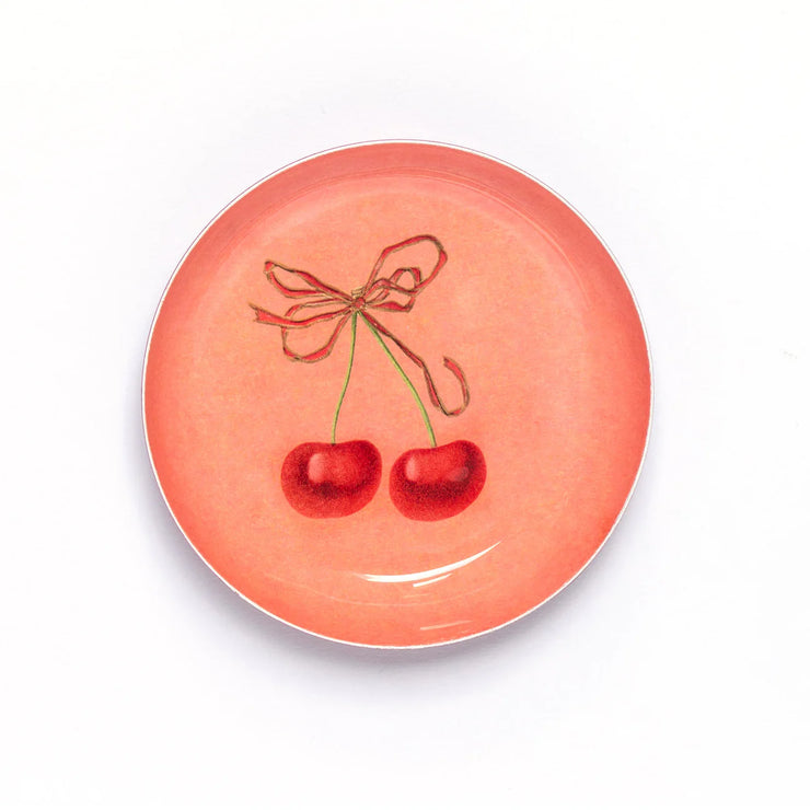 Roomytown Round Enamel Tray - Cherries