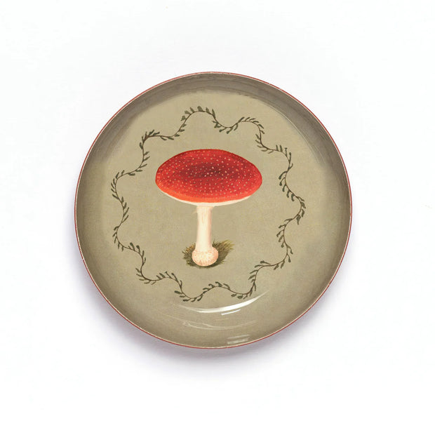 Roomytown Round Enamel Tray - Mushroom