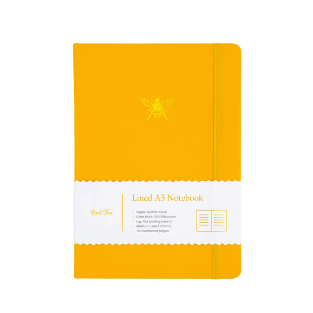 Yop & Tom Lined Notebook - Yellow Bee