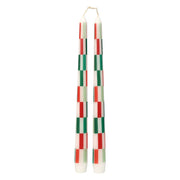 Talking Table Set of 2 Dinner Candles - Red & Green Check