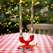 Talking Table Set of 2 Dinner Candles - Red & Green Check