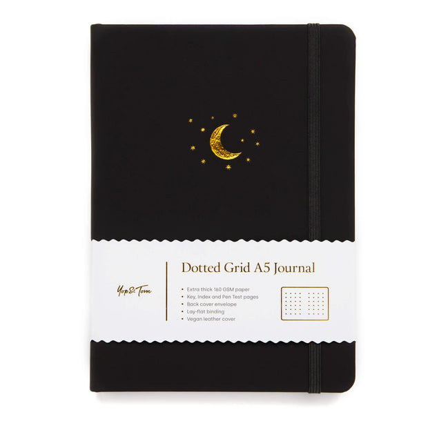 Yop & Tom Dotted Notebook - Charcoal Moon & Stars