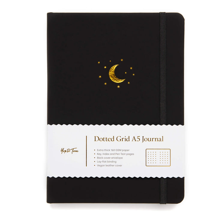 Yop & Tom Dotted Notebook - Charcoal Moon & Stars