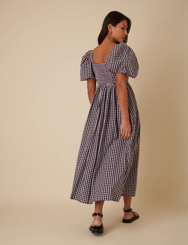 Nobody's Child Blue & Pink Gingham Nova Midi Dress