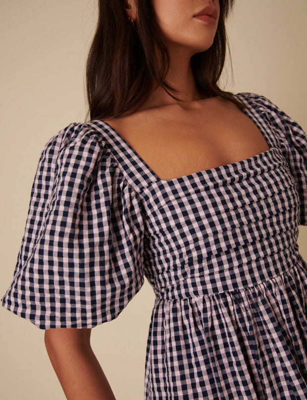 Nobody's Child Blue & Pink Gingham Nova Midi Dress