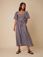 Nobody's Child Blue & Pink Gingham Nova Midi Dress