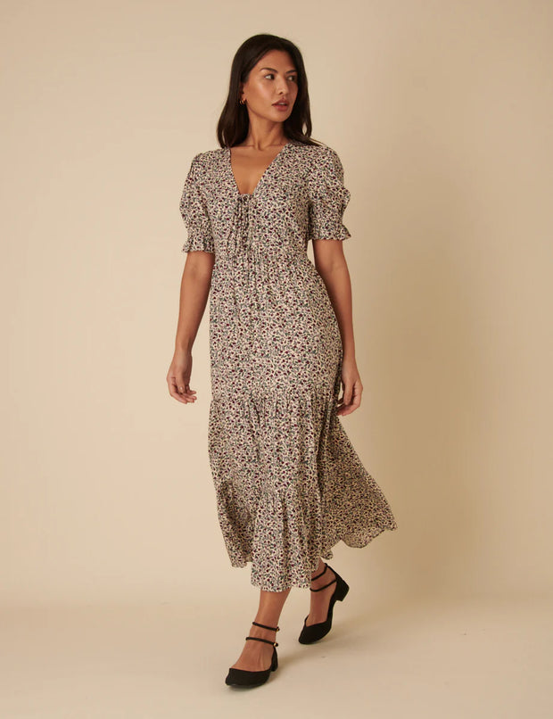 Nobody's Child Cream Ditsy Floral Lia Midi Dress