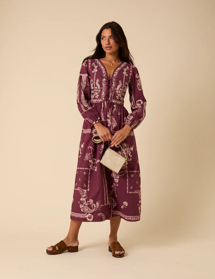 Nobody's Child Monroe Embroidered Midi Dress