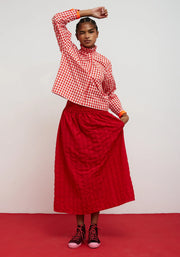 Dr Bloom Cute Checked Skirt - Red