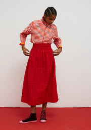 Dr Bloom Cute Checked Skirt - Red