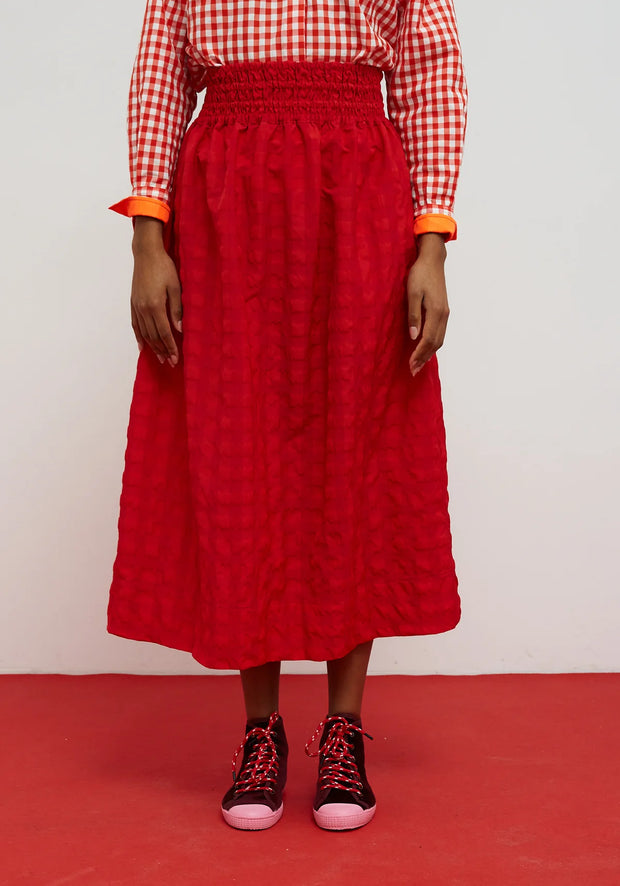 Dr Bloom Cute Checked Skirt - Red