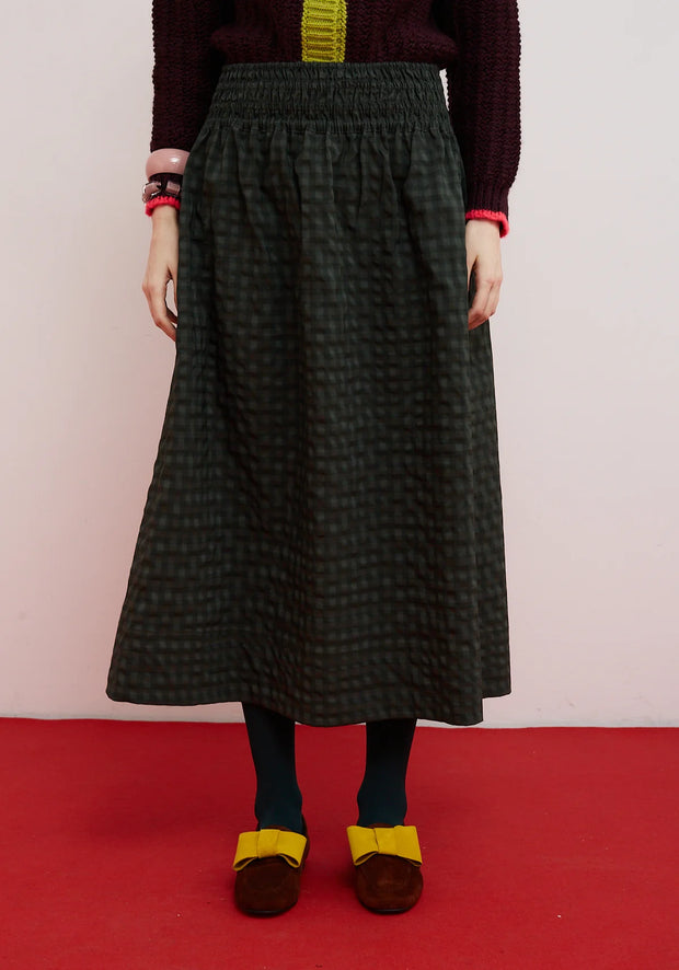Dr Bloom Cute Checked Skirt - Khaki