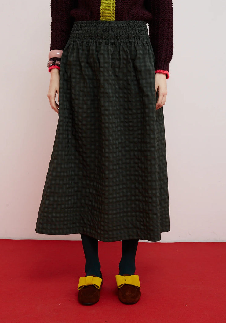 Dr Bloom Cute Checked Skirt - Khaki