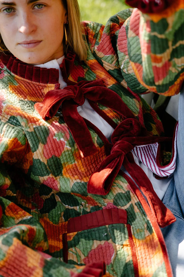Twizzell Reversible Ruffle Jacket - Nasturtium & Red Stripe