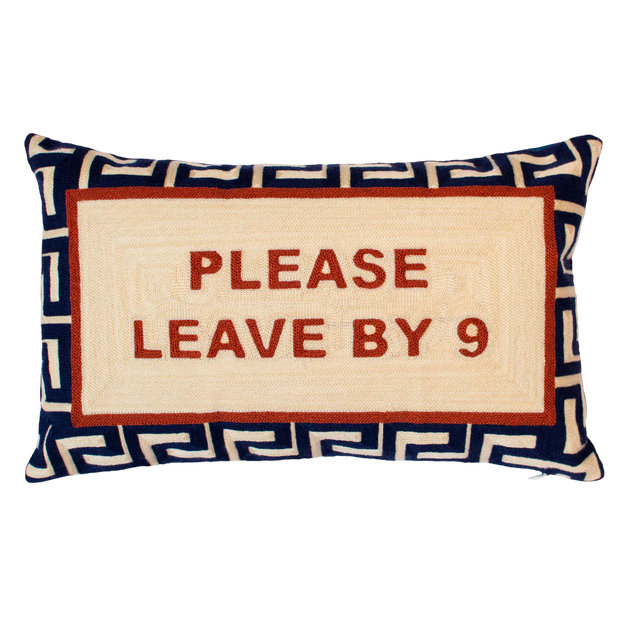Rectangle Needlepoint Cushion - Please Leave By 9