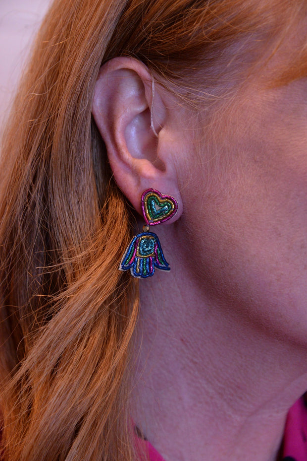 My Doris Rainbow Hamsa Beaded Earrings