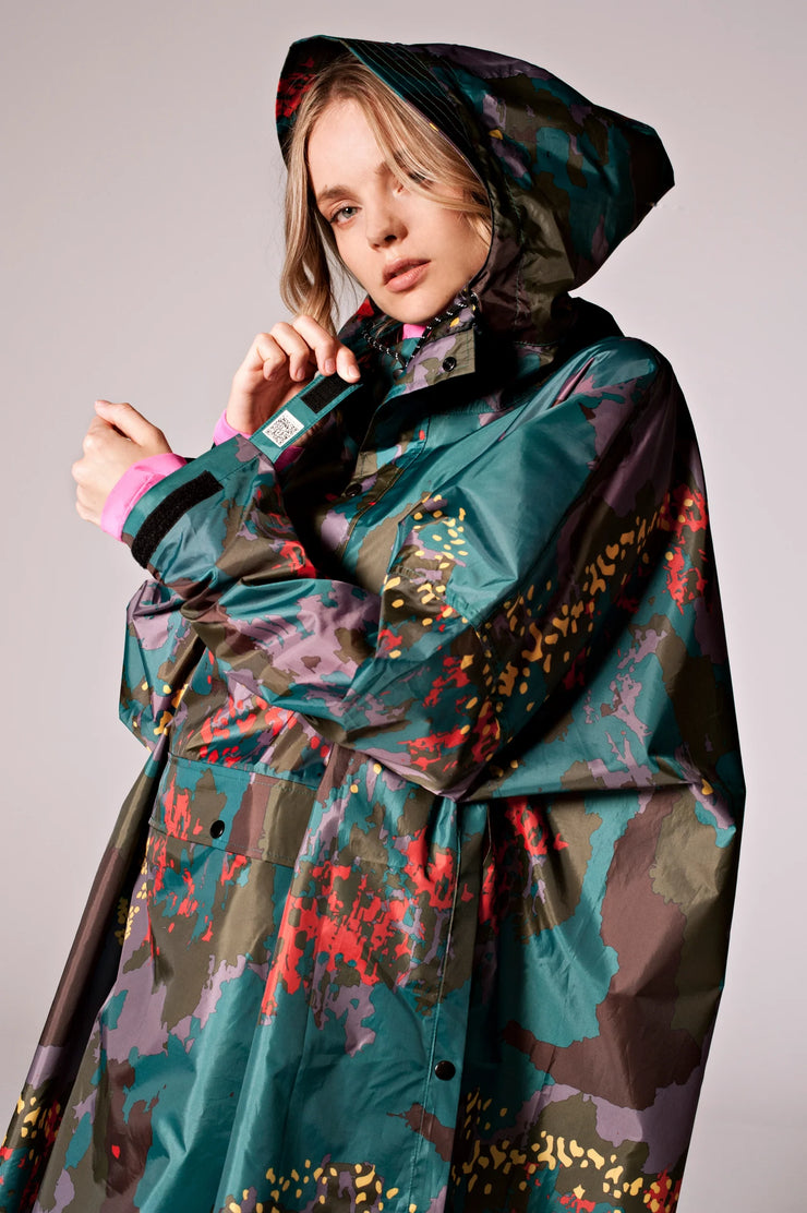 Rainkiss Unisex Recycled Rain Poncho - Digi Forest Camo